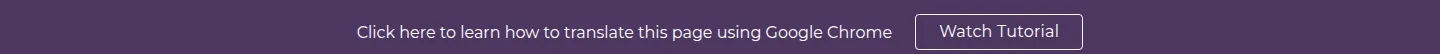 The redesign’s top banner: “Click here to learn how to translate this page using Google Chrome” with a Watch Tutorial button.